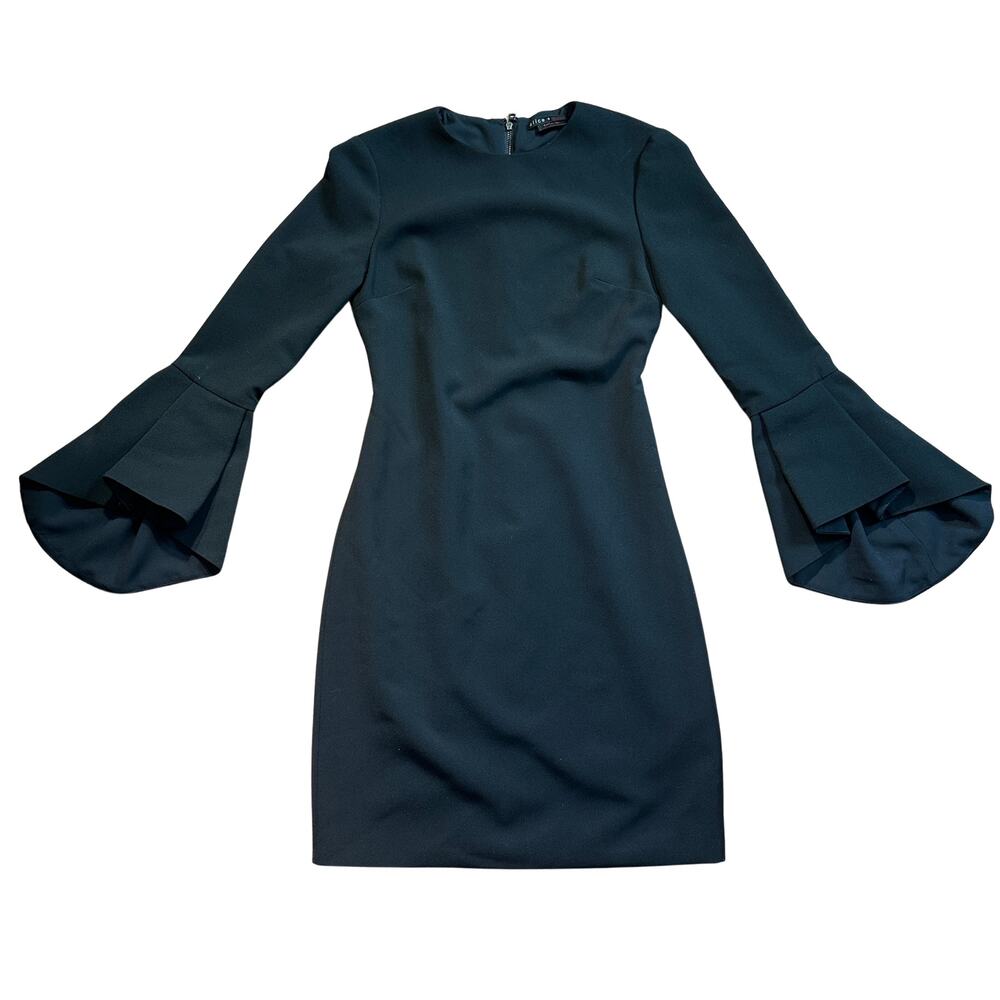 Alice + Olivia Employed Black Dress Bell Sleeves Size 2